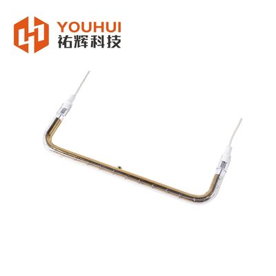 U字型 フラットアングル シングルチューブ 金メッキ ハロゲン加熱ランプ、高フィラメント温度